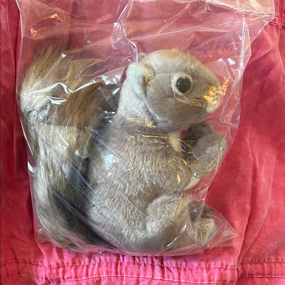 The Bearington Collection Gray Plush Squirrel Toy for Small Pets